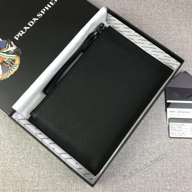 prada手包 普拉達十字紋牛皮手拿包 2NG05V PRADA經典熱賣男士手包  pyd2253